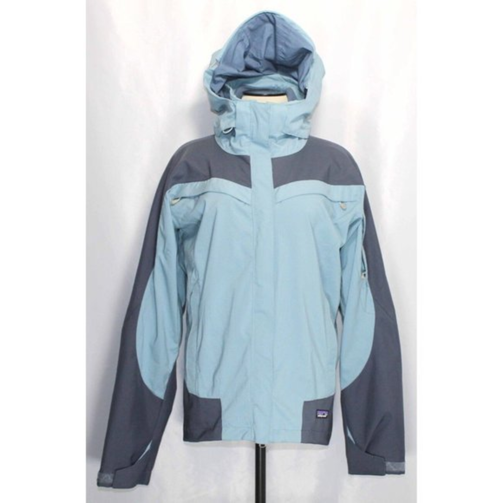 Patagonia Primo Castaway Blue Gray Hooded‎ Ski Jacket Womens Size Small Flaw